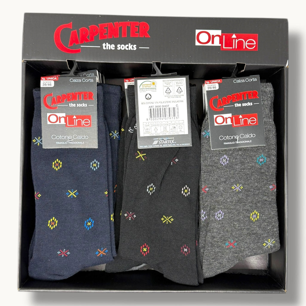 Carpenter - (4 Paia) Calza Corta Uomo In Caldo Cotone Fantasia Art. 0600