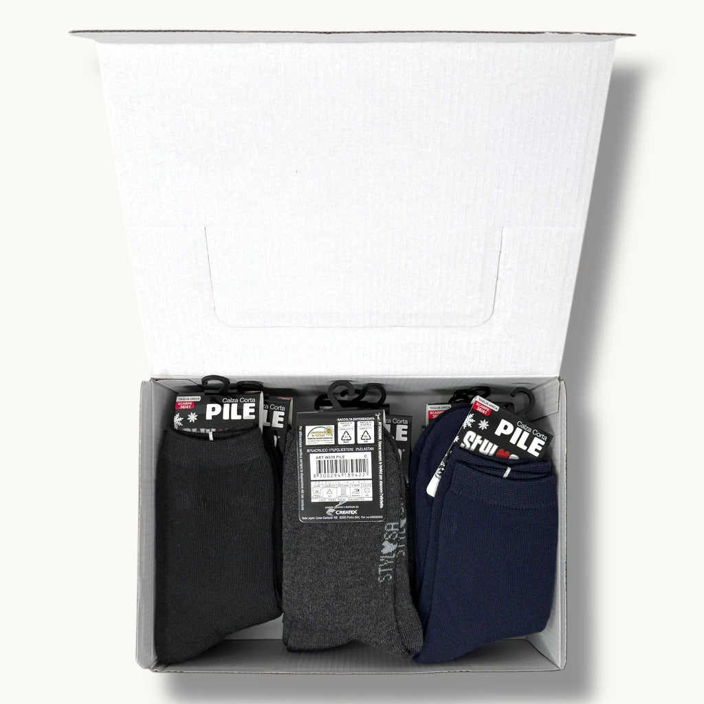 Stylosa - (4 Paia) Calza Corta Pile Tinta Unita  Art. W039