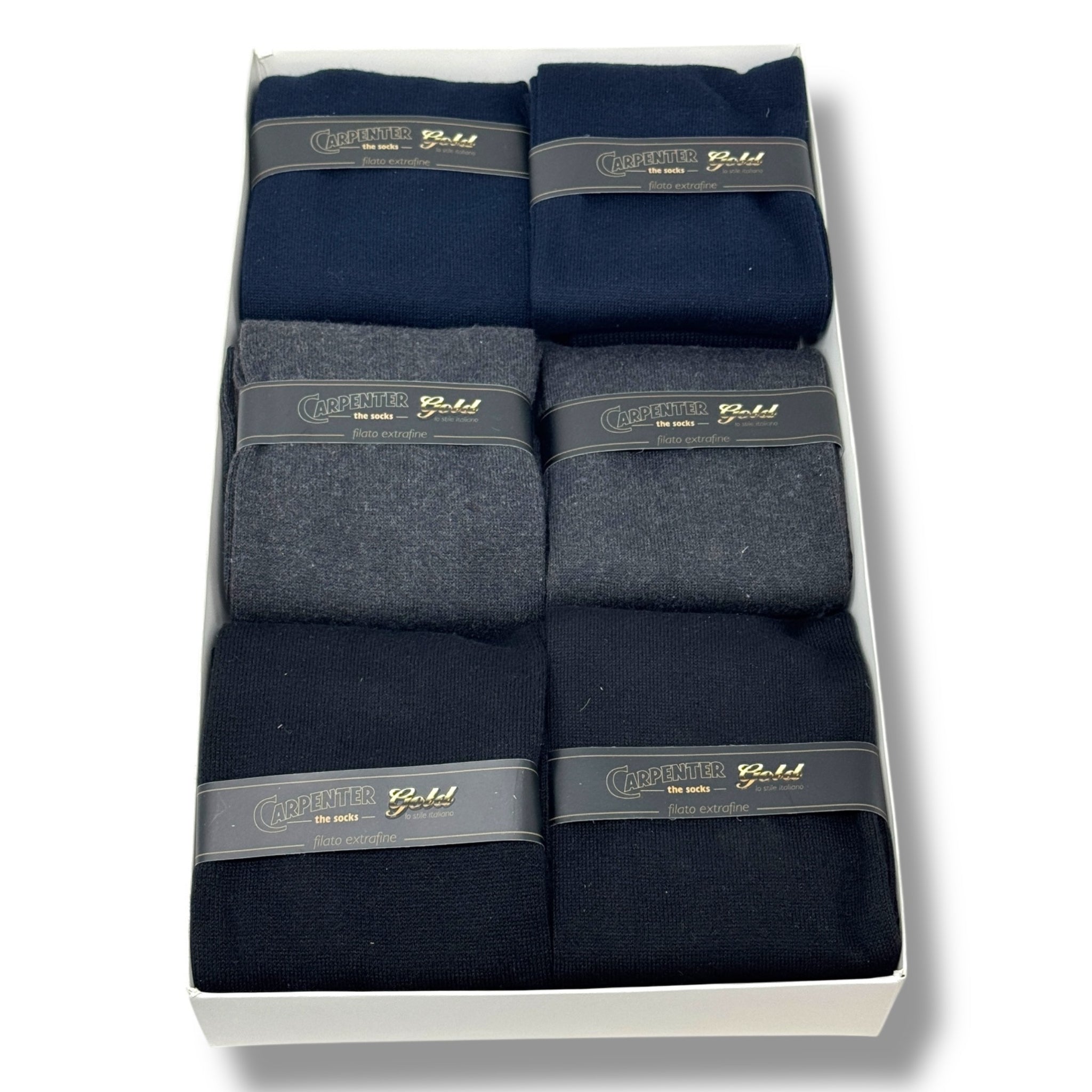 Carpenter Gold  Scatola 6paia Calzino Lungo Uomo In Caldo Cotone Tinta Unita Colori Assortiti N587