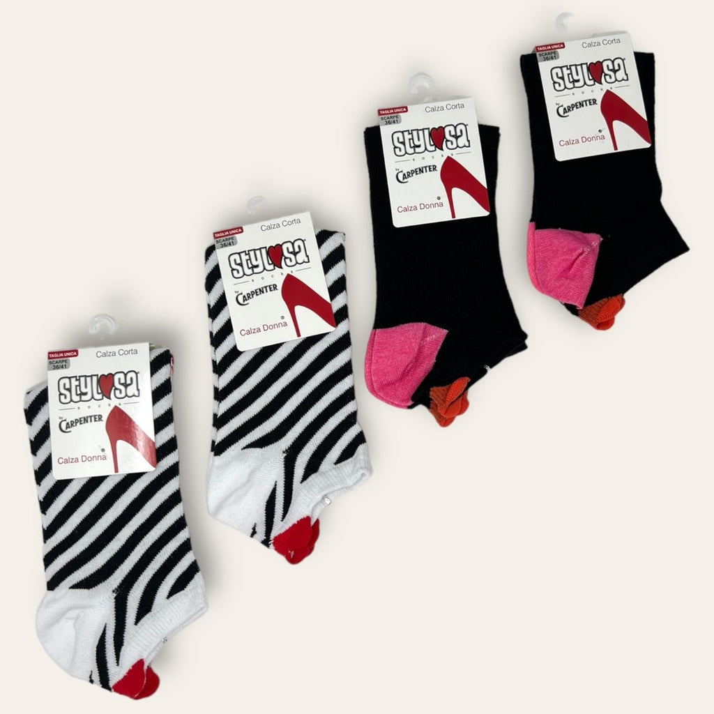 Stylosa - Pacco Da 4 Pariscarpa Donna Fantasia In Cotone Colori Assortiti  Art. G527