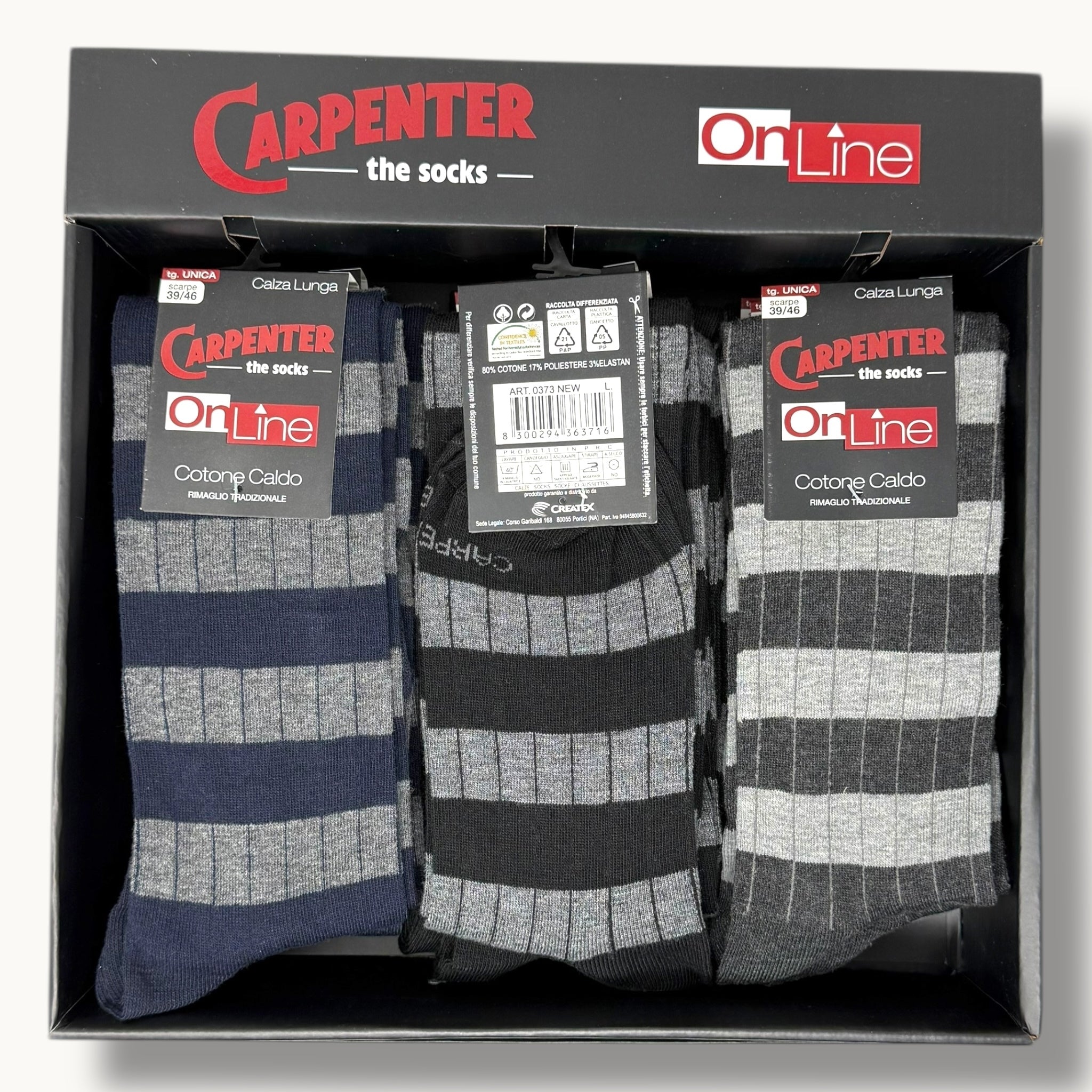 Carpenter - (4 Paia) Calza Lunga Uomo In Caldo Cotone Fantasia Art. 0373