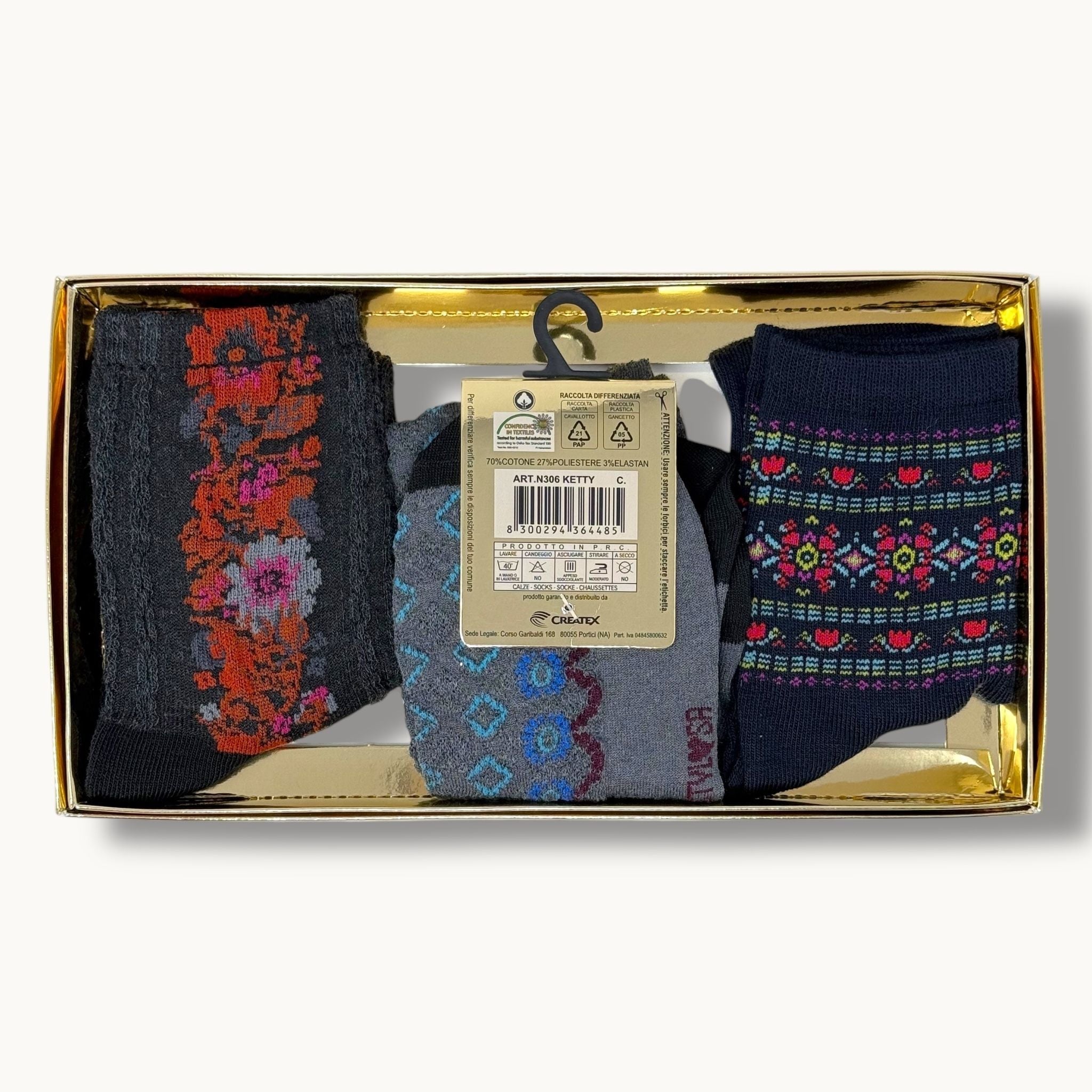 Stylosa - Idea Regalo 3paia Calzini Donna In Cotone Fantasia Assortite Art. N306