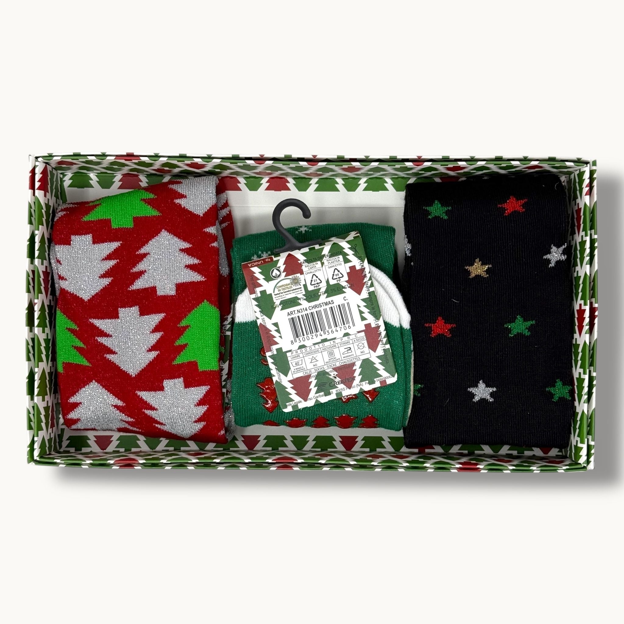Stylosa Natale - Idea Regalo 3paia Calzini Donna In Caldo Cotone Antiscivolo Fantasia Natalizie Art. N314