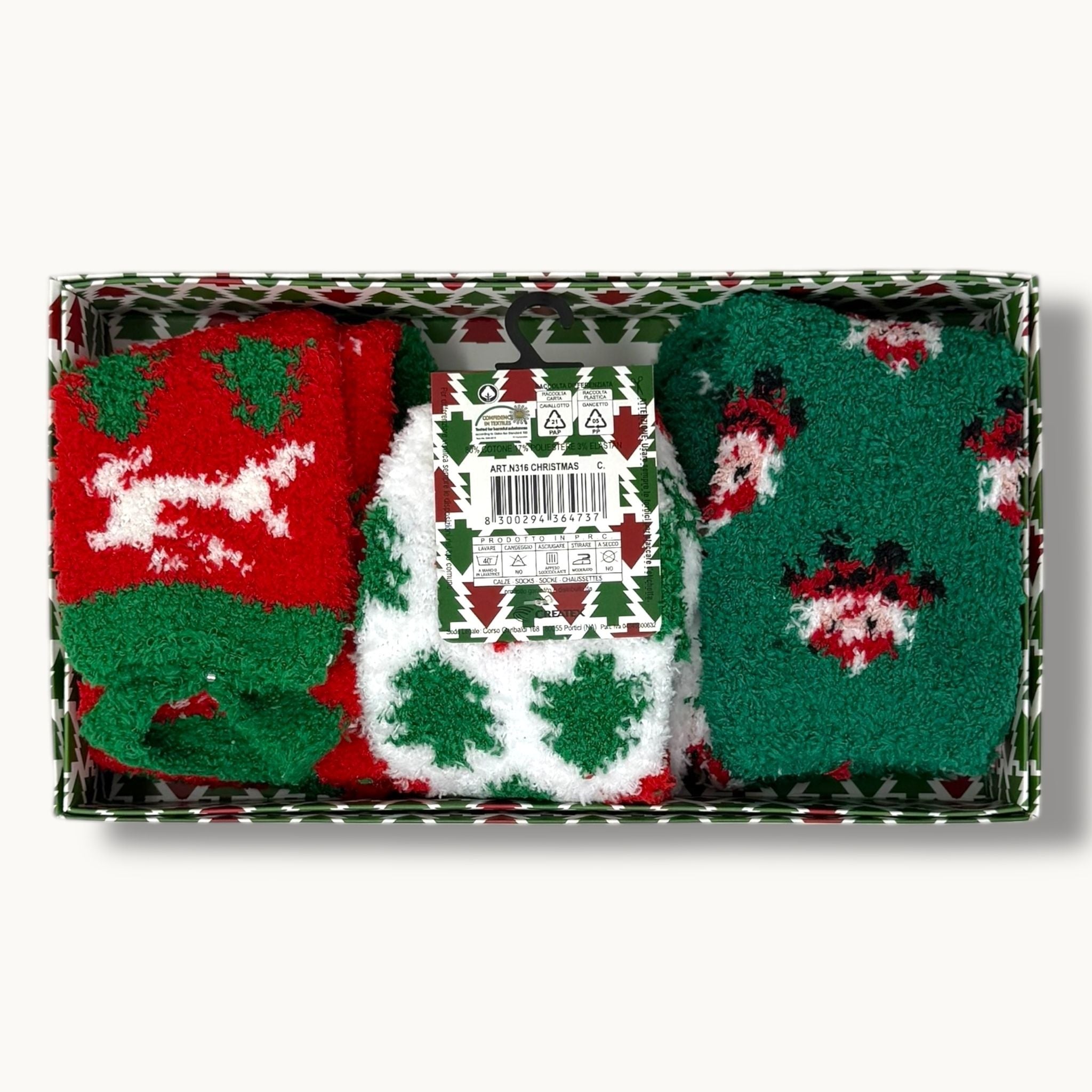 Stylosa Natale - Idea Regalo 3paia Calzini Donna In Pile Fantasia Natalizie Art. N316