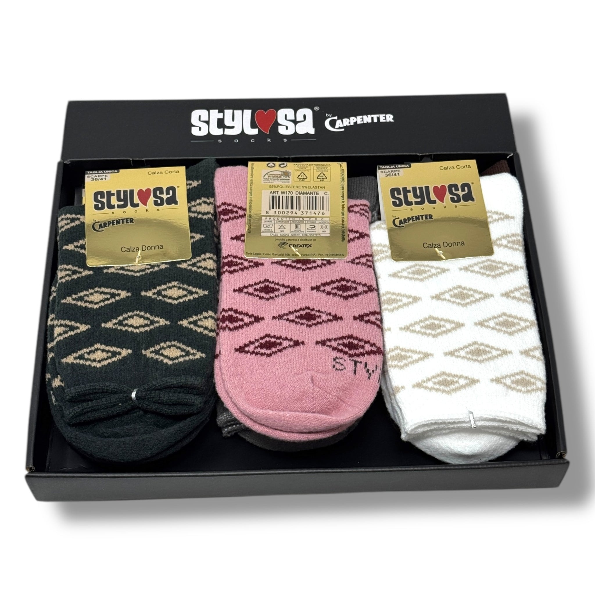 Stylosa Inverno 2paia Calza Corta Donna Fantasia Morbida E Calda W170