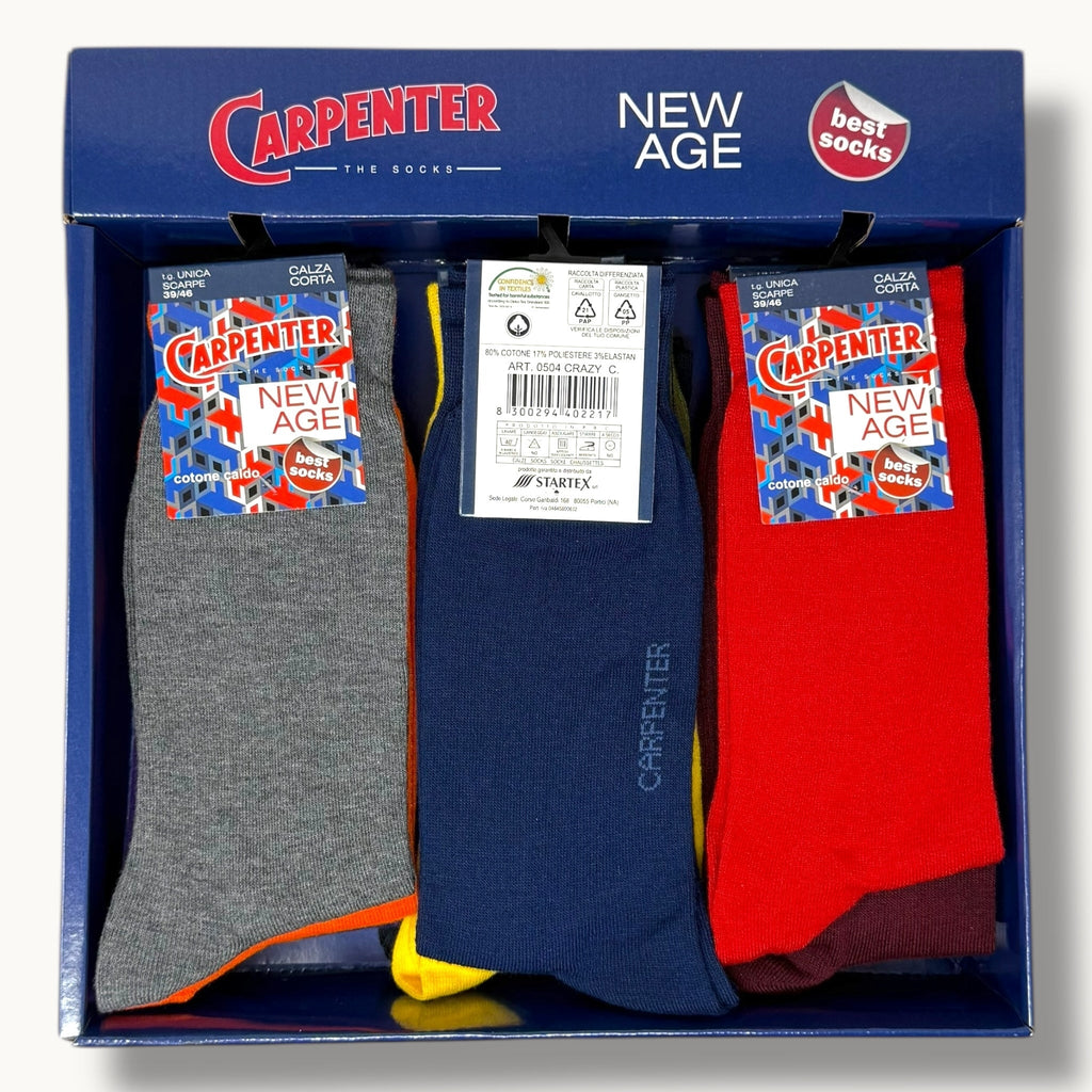 Carpenter - (4 Paia) Calza Corta Uomo In Caldo Cotone Colori Moda Art. 0504
