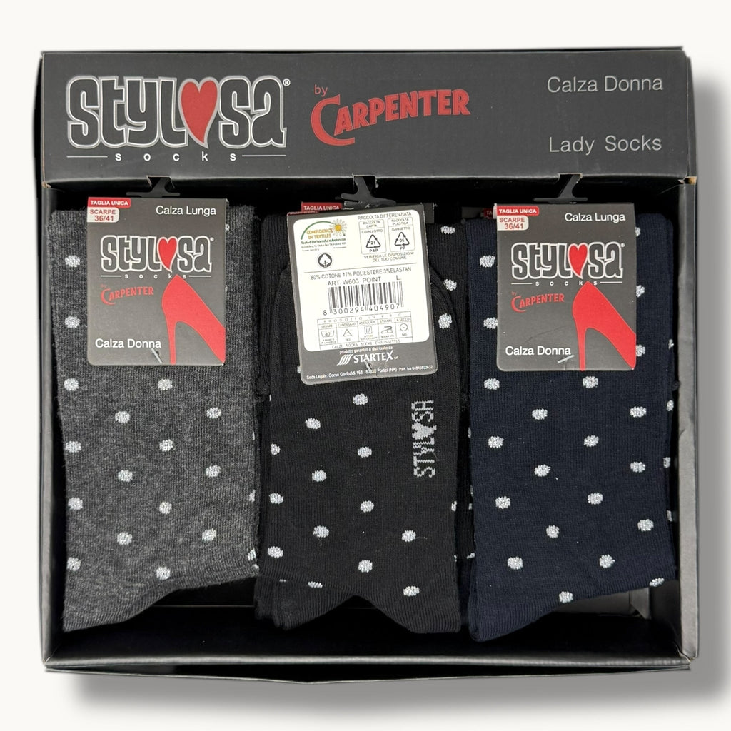 Stylosa - (4 Paia) Calza Lunga Fantasia In Cotone Vari Colori Art. W603