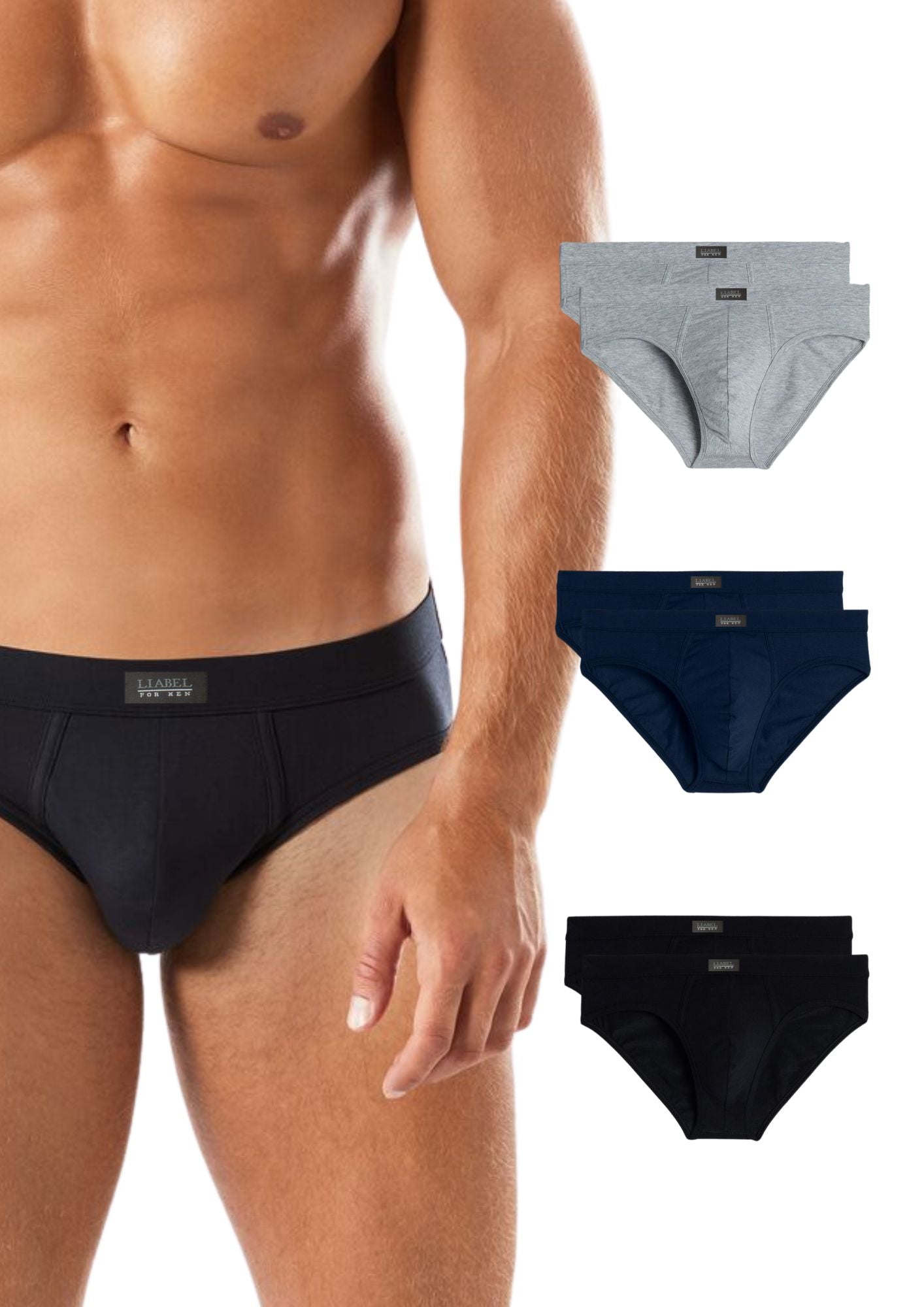 Liabel - Pacco Da 6 Slip Uomo In Cotone Mercerizzato Bianchi E Colorati Ls420