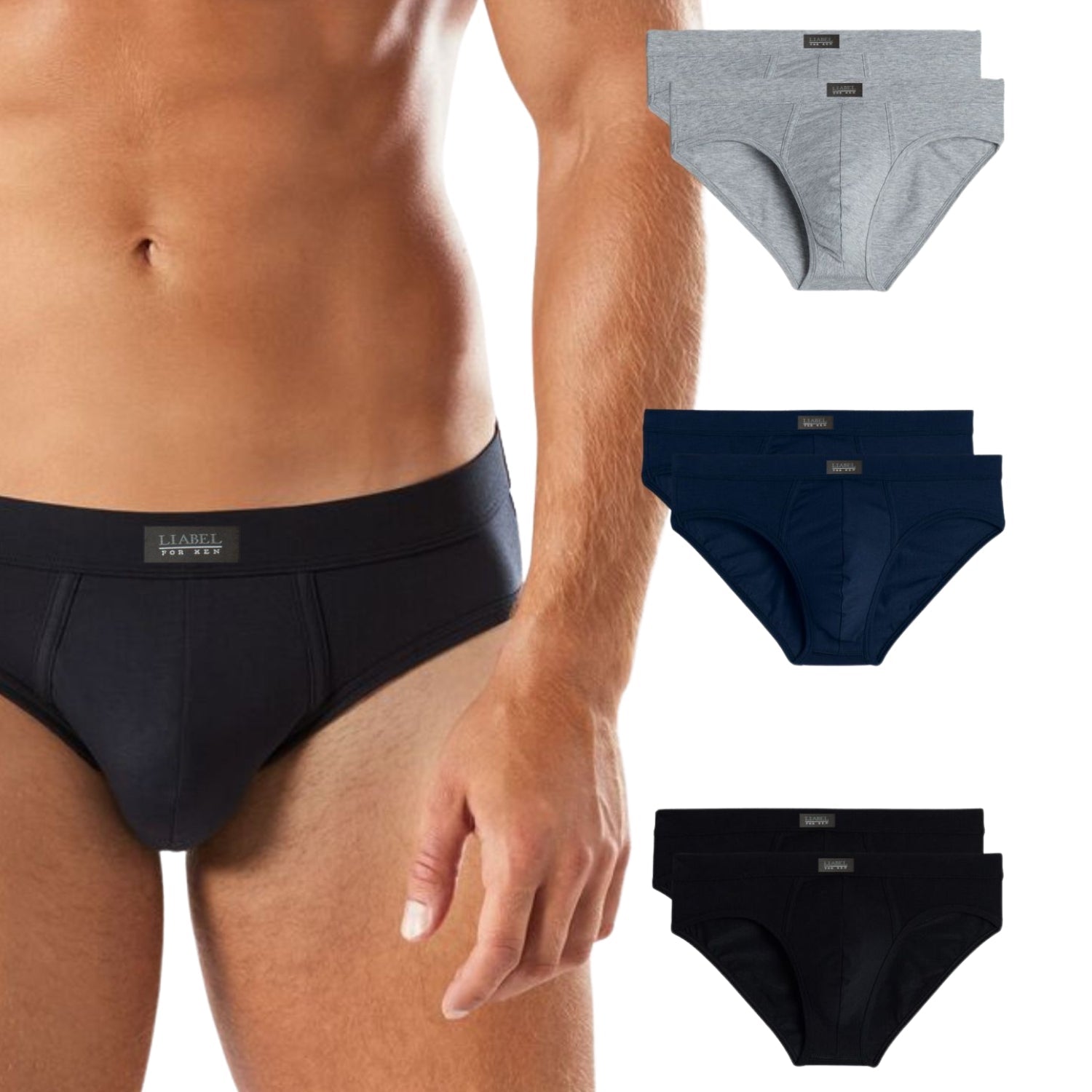 Liabel Conf. 3 Pezzi Slip Uomo Elasticizzato Elastico/esterno 100% Cotone Colori/misure Assortite  Art. Ls220