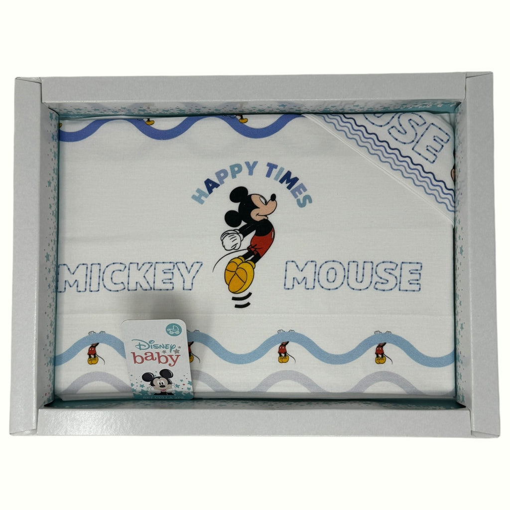 Disney Baby Completo Lenzuola 3 Pezzi Carrozzina Stampa Mickey Mouse 90x120  Art. Ec0229wd