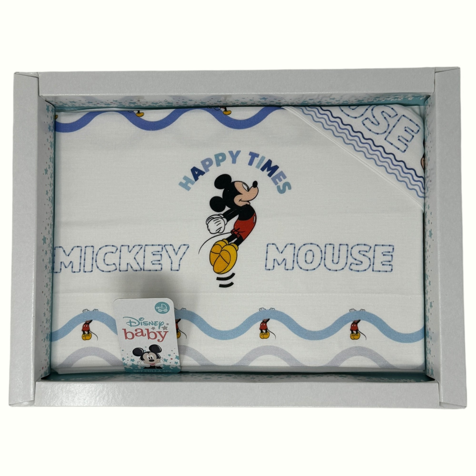 Disney Baby Completo Lenzuola 3 Pezzi Carrozzina Stampa Mickey Mouse 90x120  Art. Ec0229wd