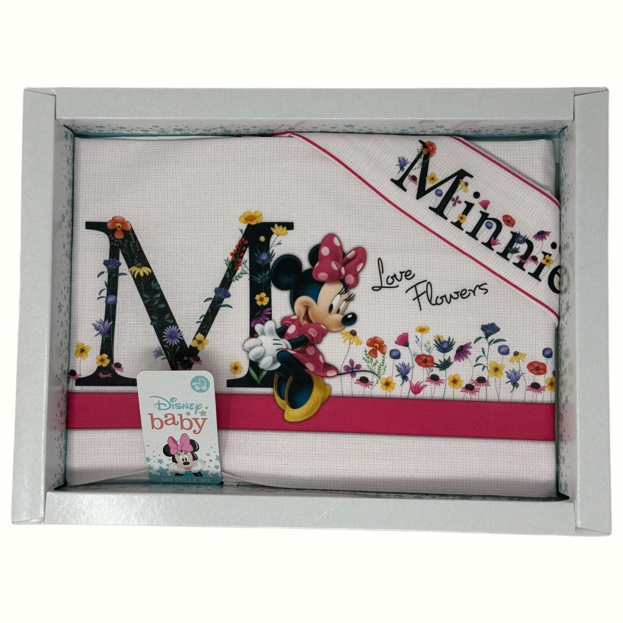 Disney Baby Completo Lenzuola 3 Pezzi Carrozzina Stampa Minnie Mouse 90x120  Art. Ec0330wd