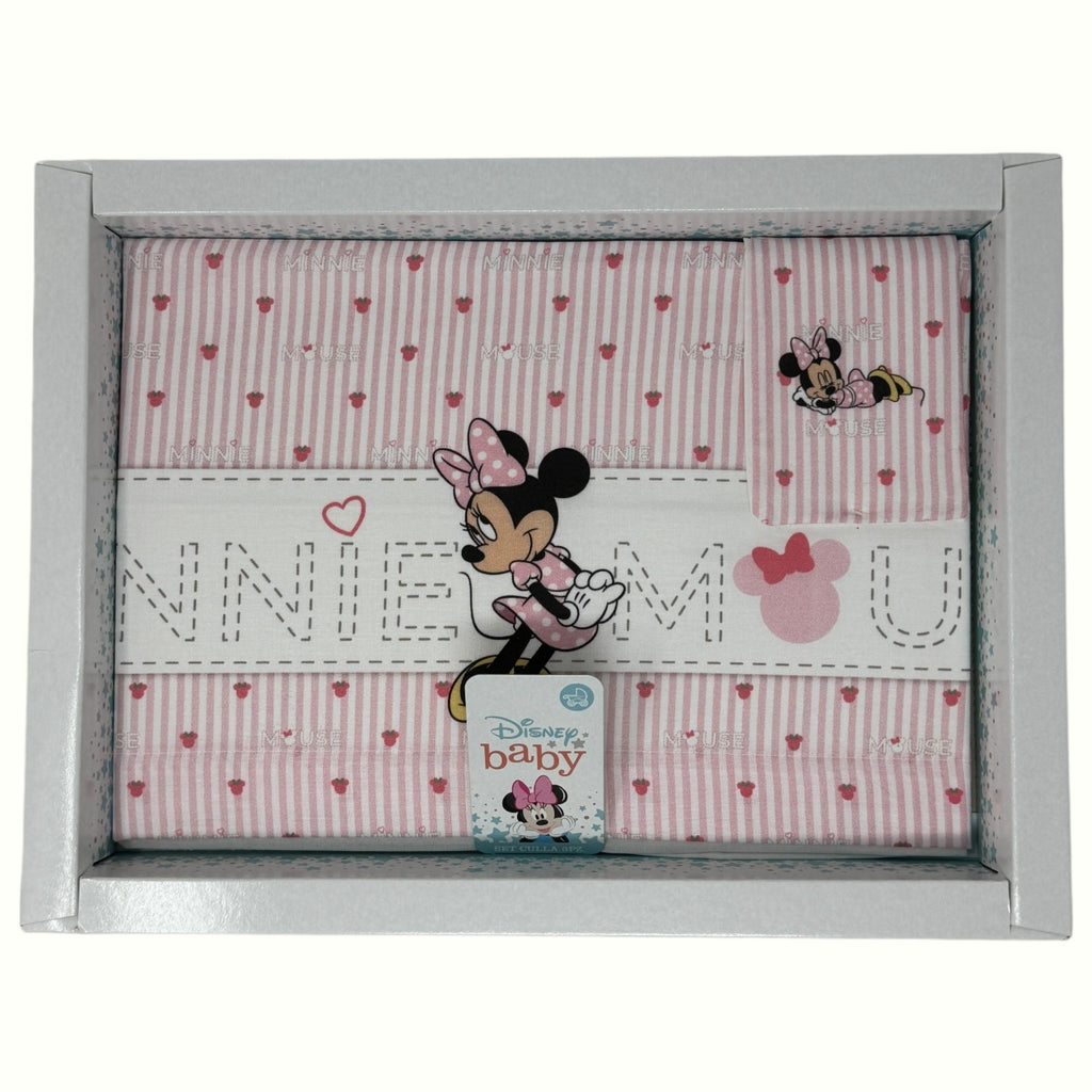 Disney Baby Completo Lenzuola 3 Pezzi Carrozzina Stampa Minnie Mouse 90x120  Art. Ec0332wd