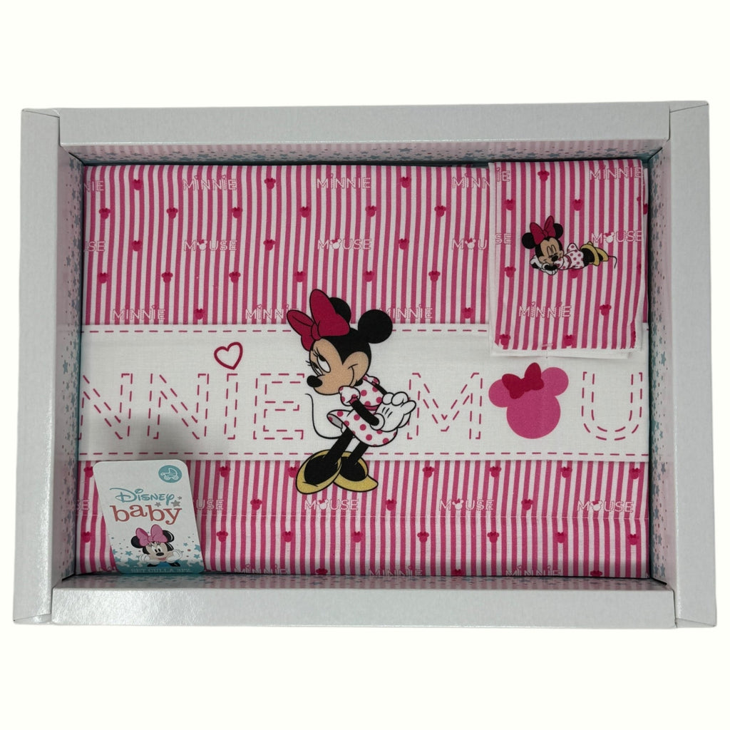 Disney Baby Completo Lenzuola 3 Pezzi Carrozzina Stampa Minnie Mouse 90x120  Art. Ec0332wd