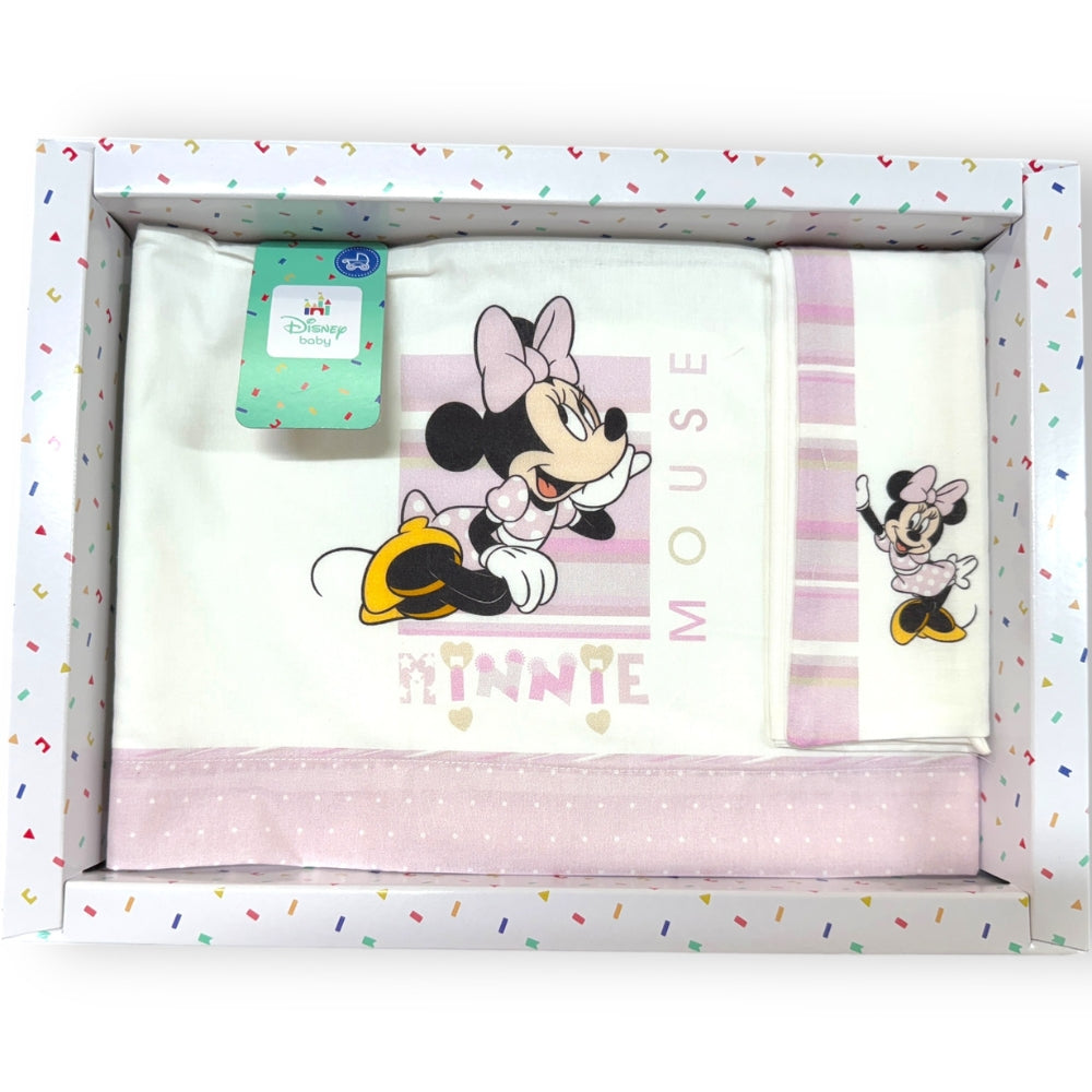 Disney - Completo Lenzuola 3 Pezzi Culla Stampa Minnie 90x120  Art. Ec0339