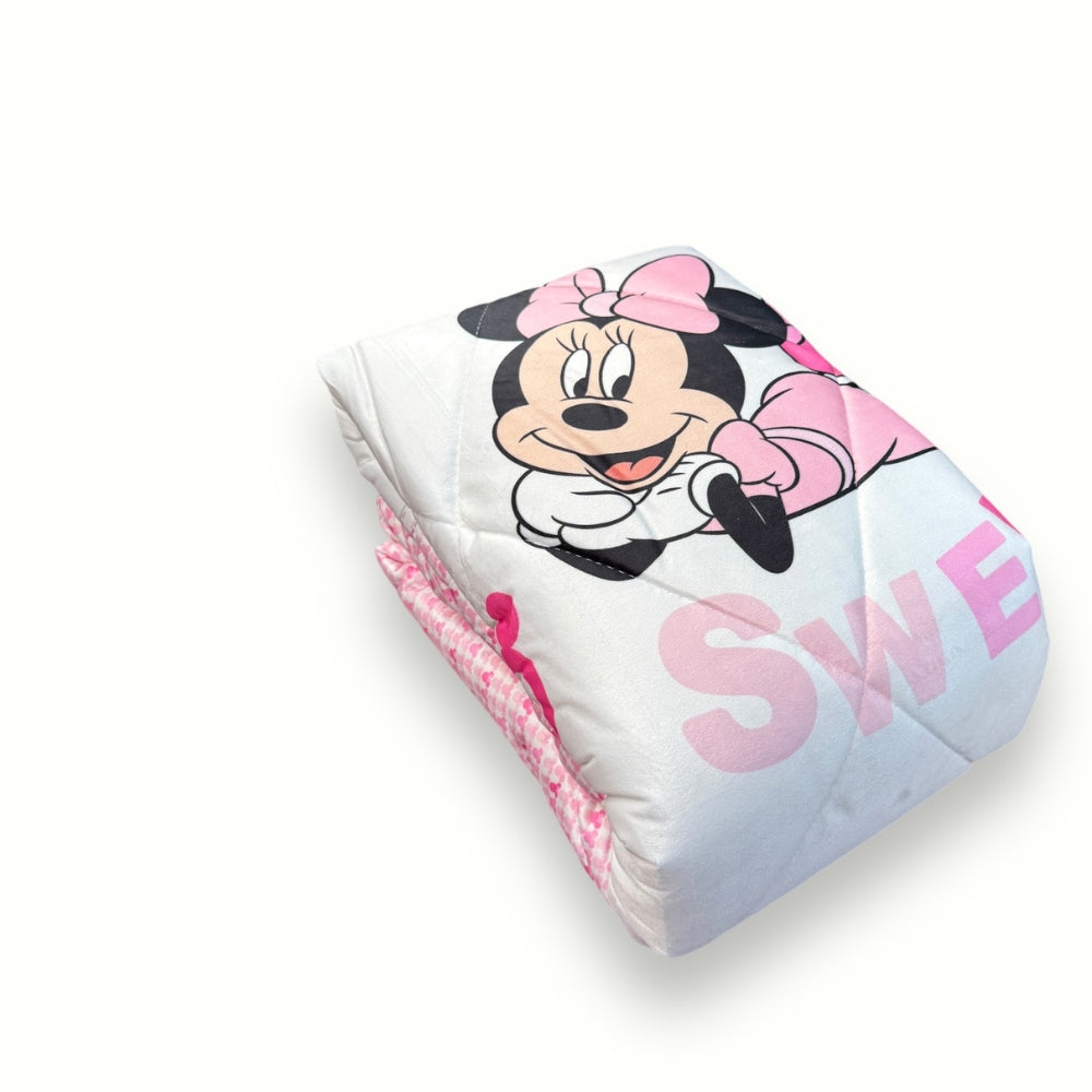 Disney - Trapunta Lettino Retro In Pelliccetta Morbida E Calda Stampa Minnie Disney  Art. Tlm338