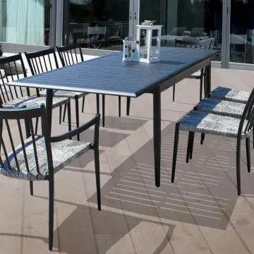 Sedia impilabile Martinica con Seduta in Polyrattan Grigio Mélange - Senza Braccioli