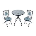 Set 2 Sedie e Tavolo Dionisio Rotondo Ø 60 | Materiale Ceramica | Colore Bianco e Azzurro