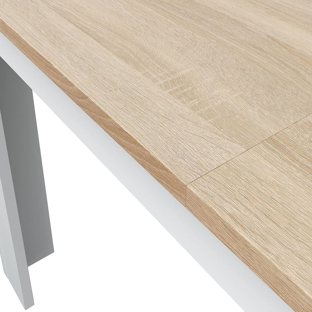 Tavolo allungabile bianco lucido 90x140/190 cm - Prolunga centrale e stile nordico