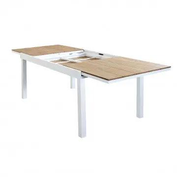 Tavolo Allungabile Cayman 160/240 X 95 in Alluminio Bianco/Taupe con Piano Polywood Teak