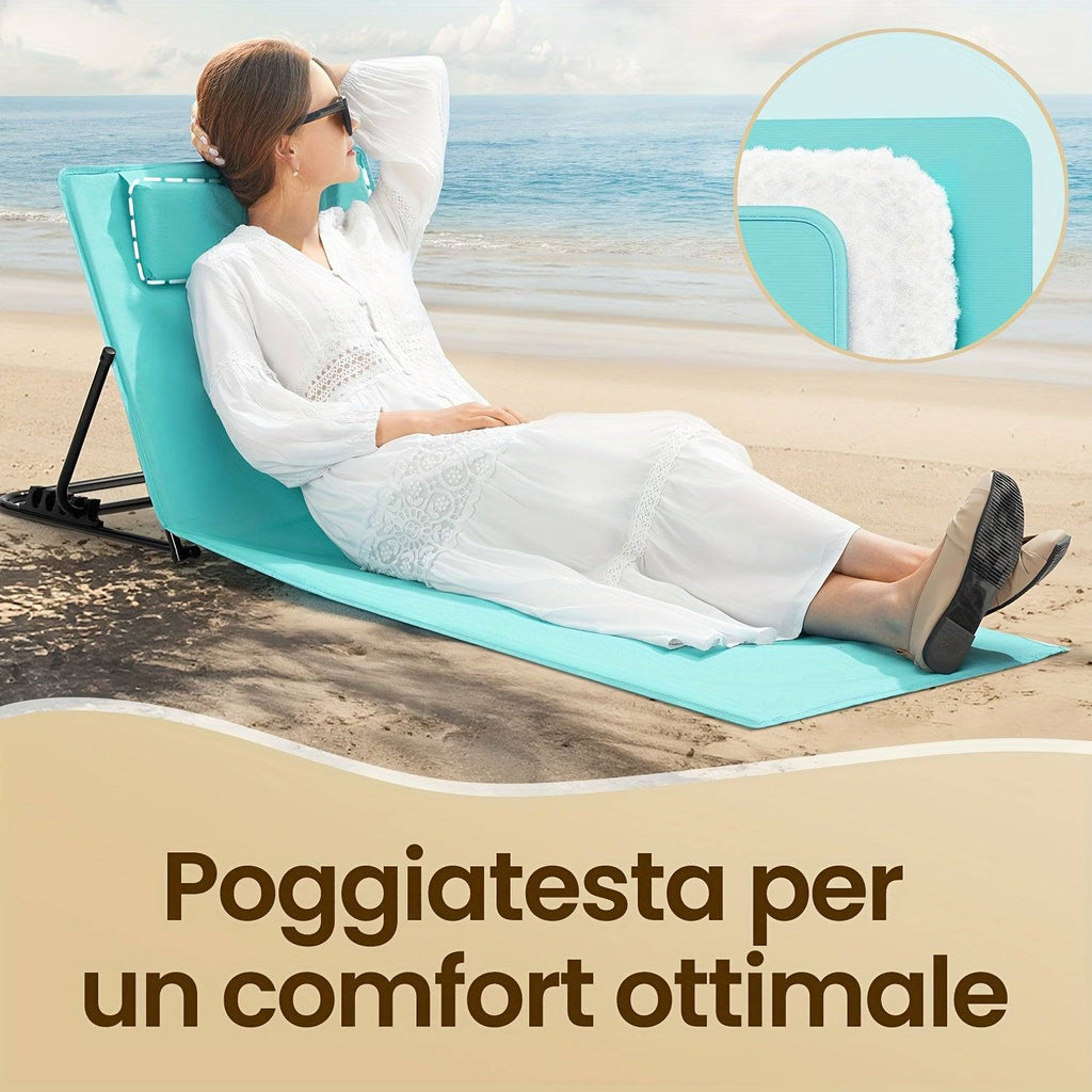 SONGMICS Sdraio Pieghevole Spiaggia Reclinabile 158x55cm Leggera Portatile Campeggio Giardino Piscina