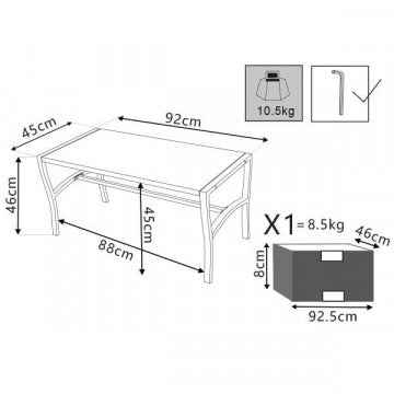 Tavolino metallo verniciato antracite 92x45x45 cm struttura acciaio