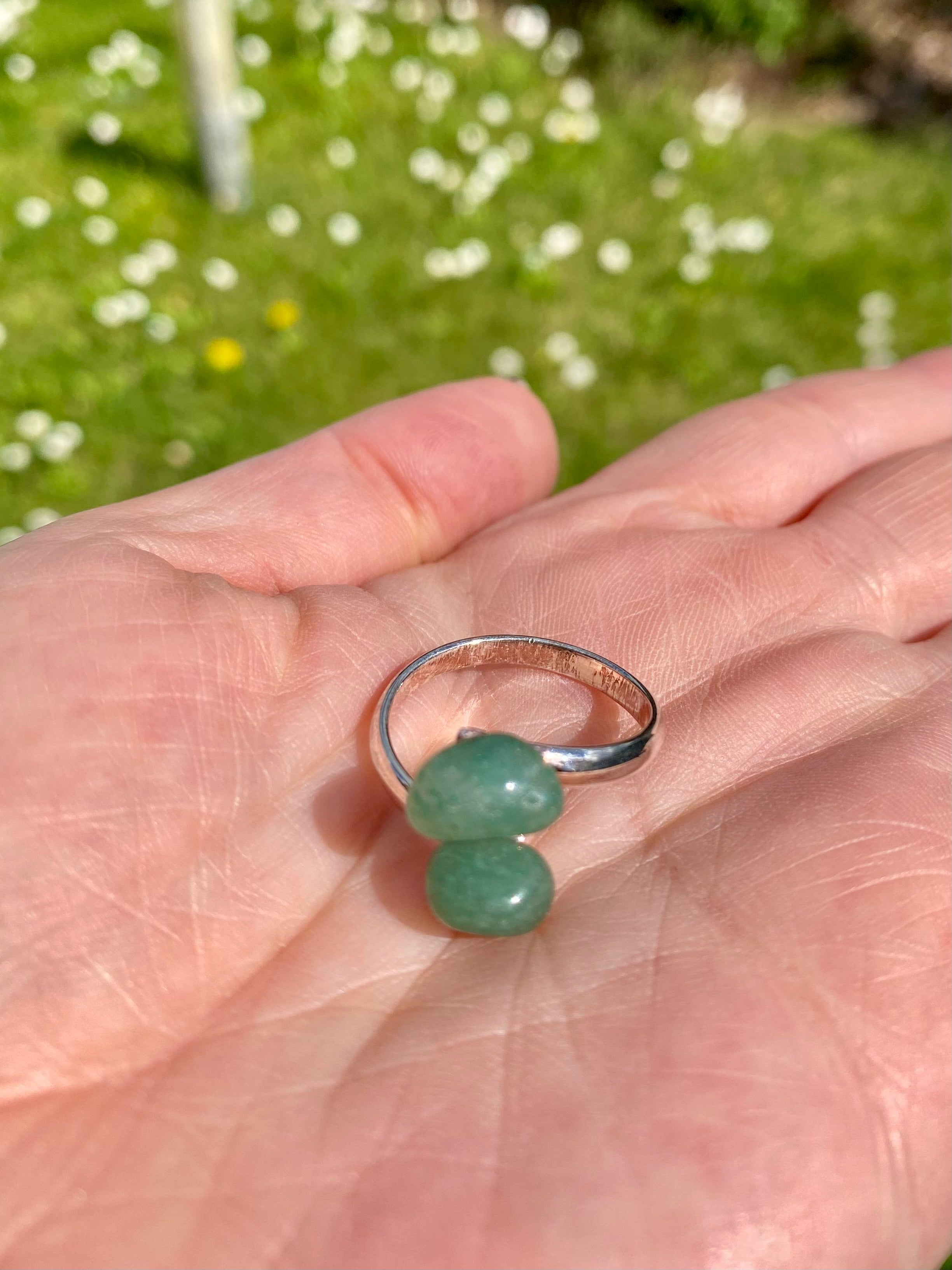 Anello Doppia Pietra Burattata