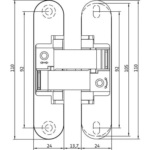 CERNIERA AN 170 3D PORTATA 60 KG CROMO LUCIDO