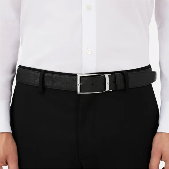Montblanc cintura reversibile in pelle nera/marrone 35 mm 118436