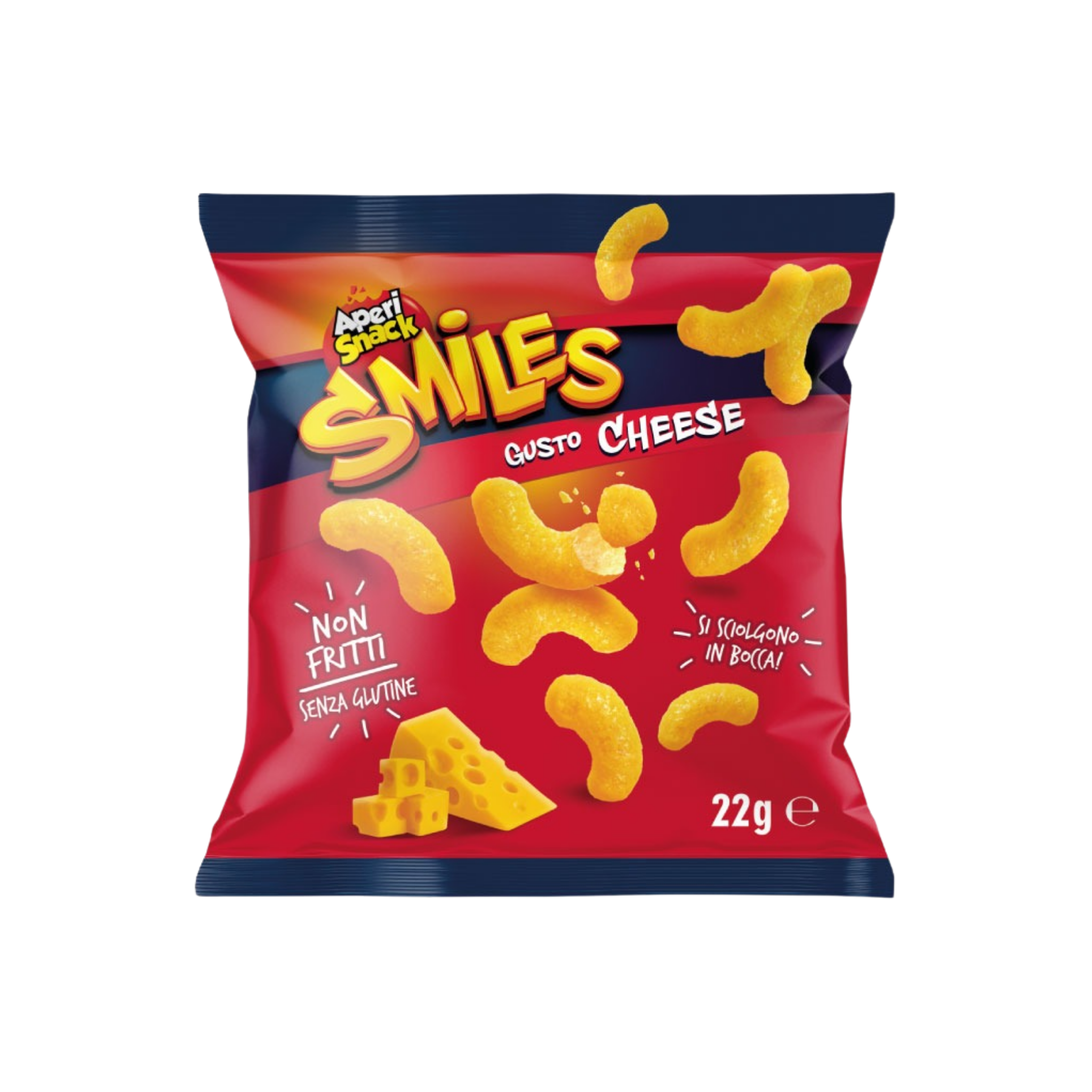 Aperi Snack Smiles cornetti al formaggio mono 22g- Confezione da 36 pezzi