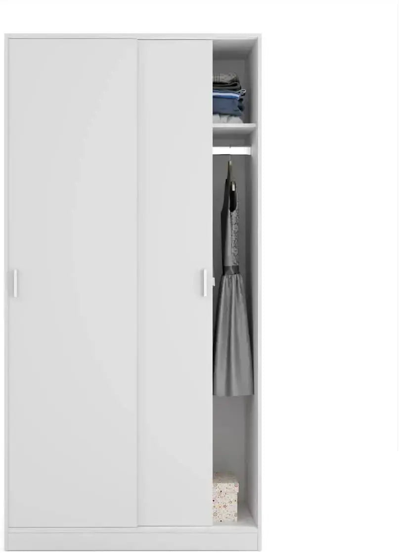 Armadio Bianco Elegante con 2 Ante Scorrevoli cm 100 x 50 x 200 H