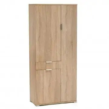 Armadio Color Naturale con 3 Ante e 1 Cassetto, cm 75x38x174