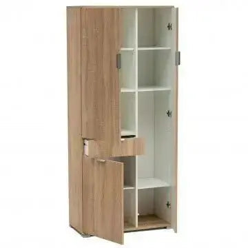 Armadio Color Naturale con 3 Ante e 1 Cassetto, cm 75x38x174