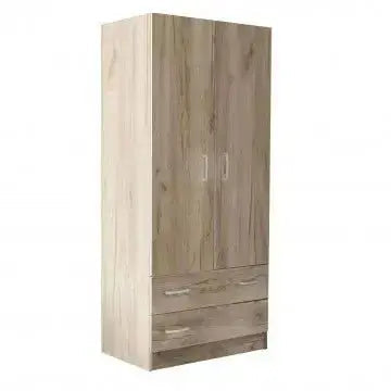 Armadio Olmo con 2 Ante e Due Cassetti POP, cm 80x52x180