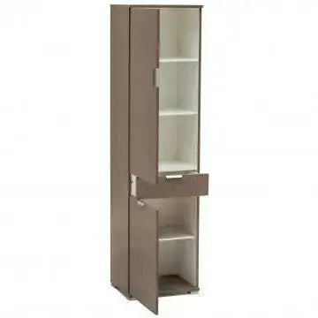 Armadio Rovere Grigio con 2 Ante e 1 Cassetto, cm 45x38x174