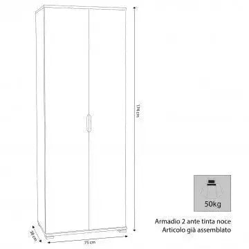 Armadio con 3 Ante e 1 Cassetto Bianco, cm 75x38x174