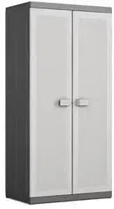 Armadio in Resina Alto con Vano Portascope e Ripiani Regolabili, Bitono Grigio - 89x54x182 cm