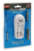 Caricatore Batterie Ricaricabili Compatto Carica500 - Incluse 2 Batterie AA 1500mAh + 2 Batterie AAA 800mAh