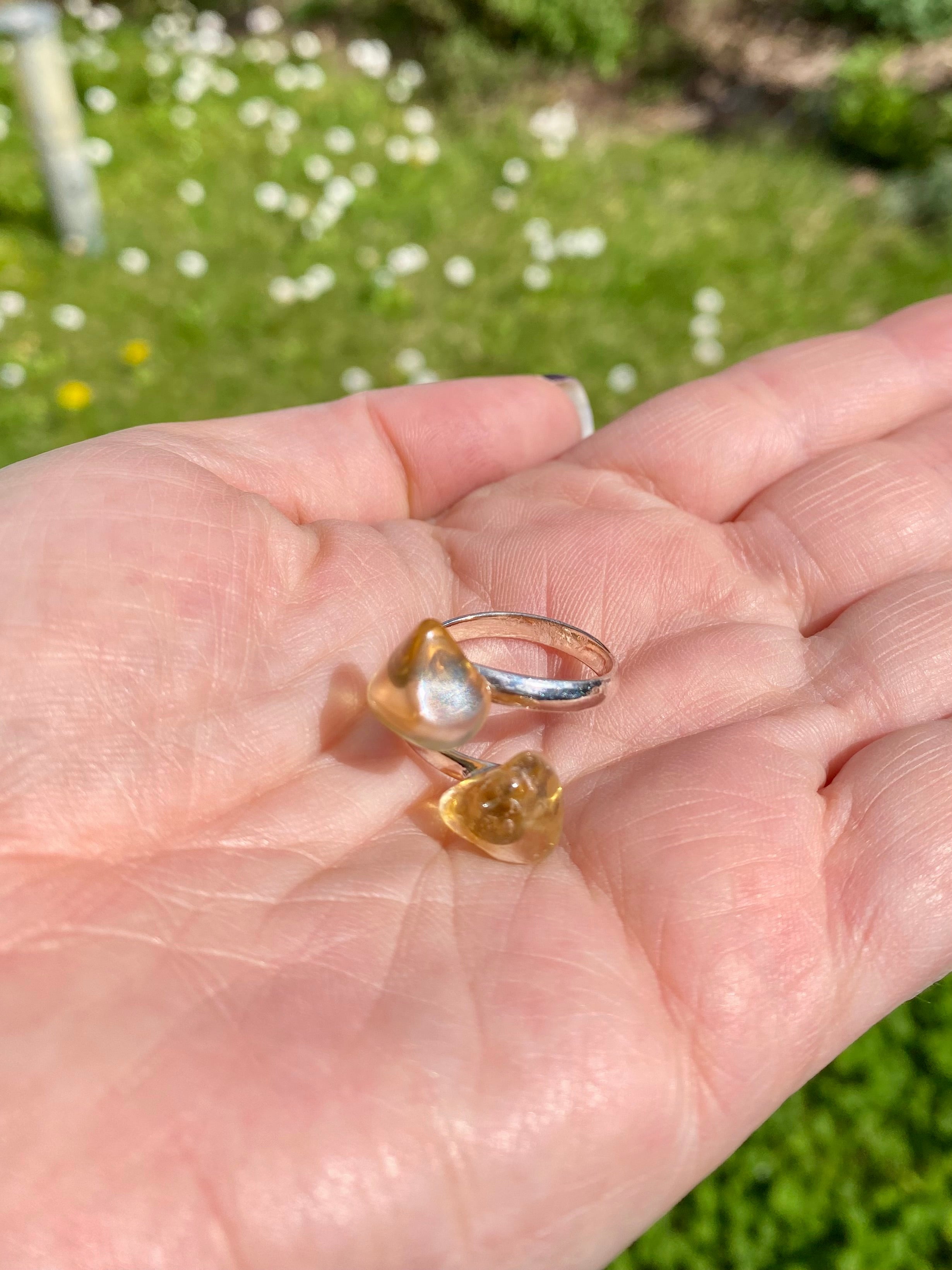Anello Doppia Pietra Burattata