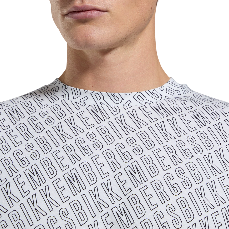 Bikkembergs | T-Shirt BMT0912 Bianca con Stampa All-Over Camouflage