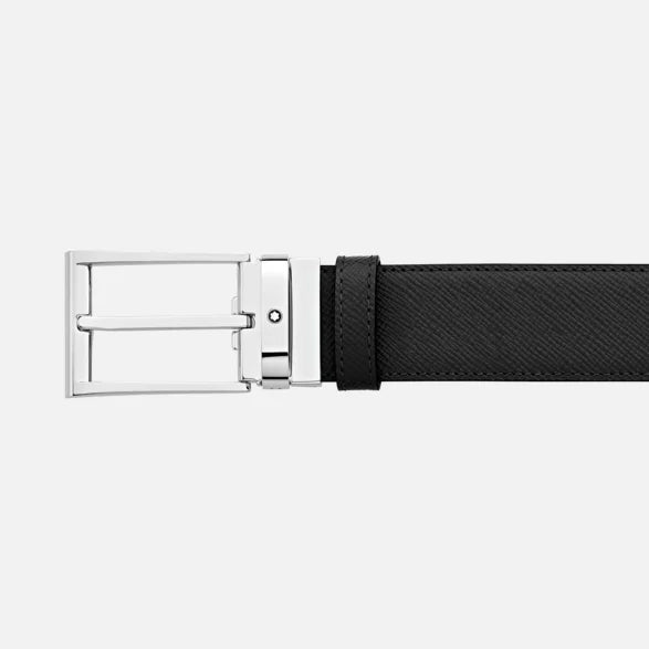 Montblanc cintura reversibile in pelle nera/marrone 35 mm 118436