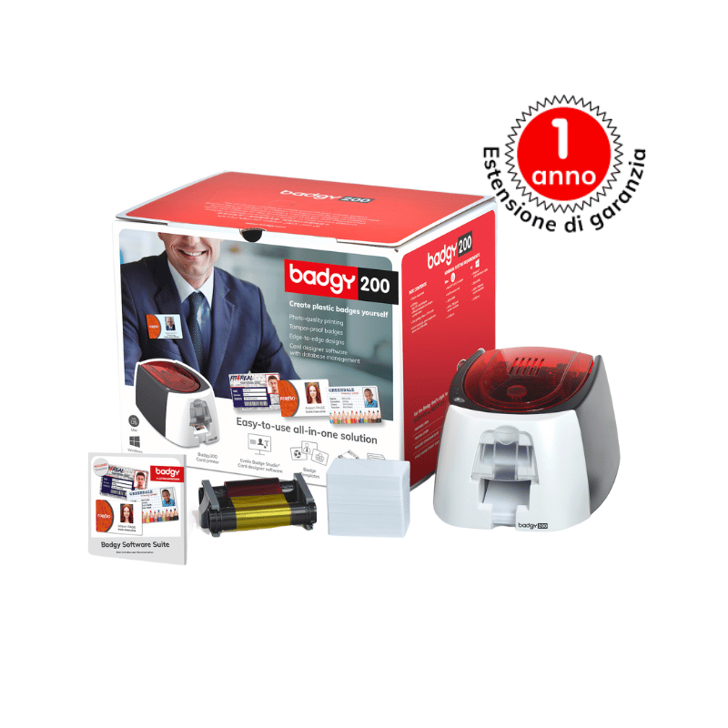 Evolis Badgy 200 stampante per schede plastificate Sublimazione/Trasferimento termico Colore 260 x 300 DPI [B22U0000RS]