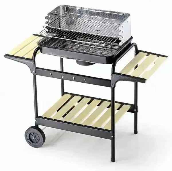 Barbecue con 1 ripiano e 2 mensole inox - Dimensioni 58x38x90h
