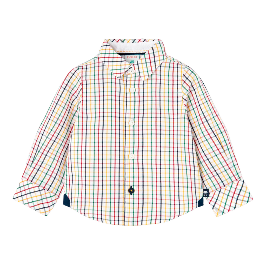 Boboli camicia popelin a quadri per infant e bambino 717331 9164 bianco