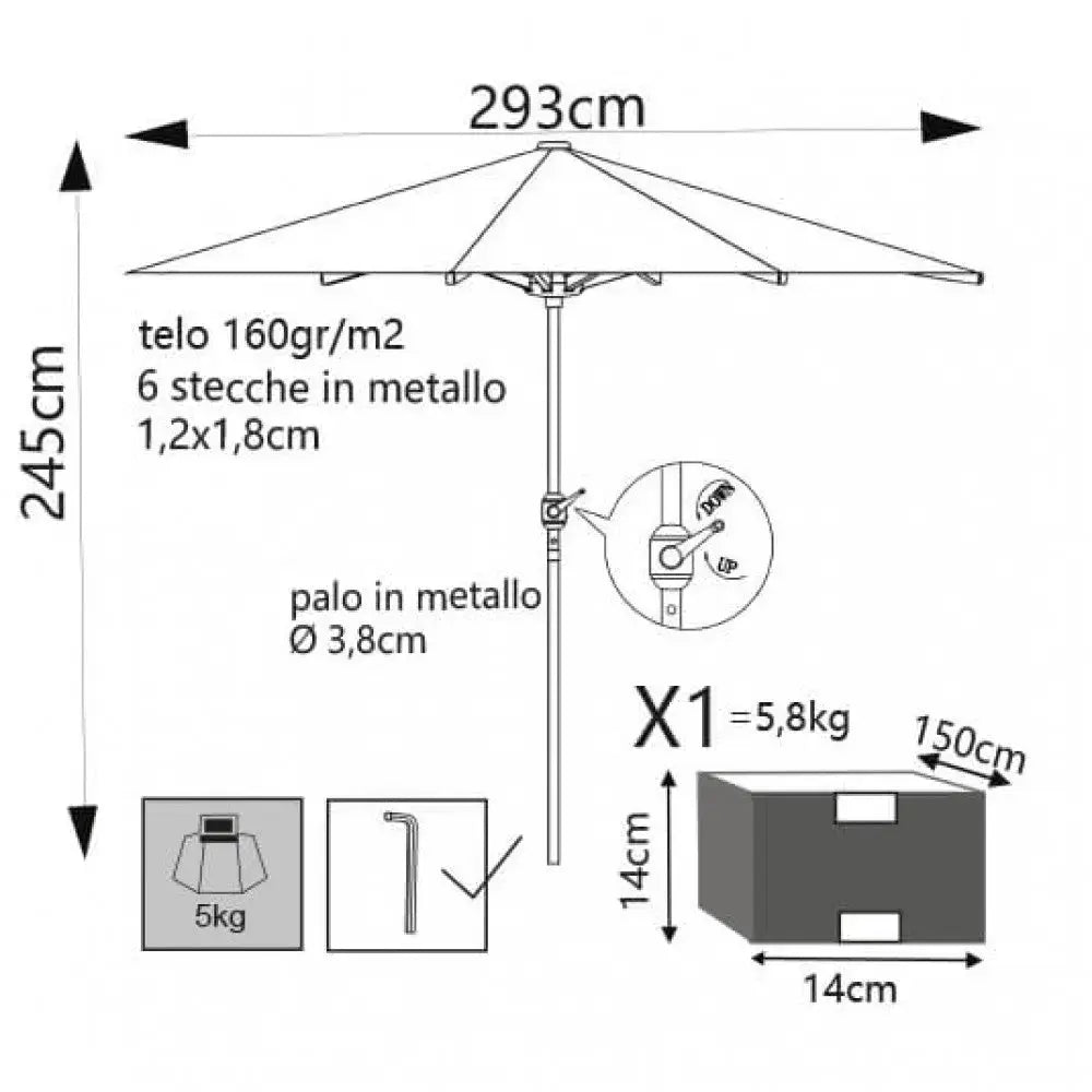 Ombrellone Poly Eco P/C Ø 3 - ECRU