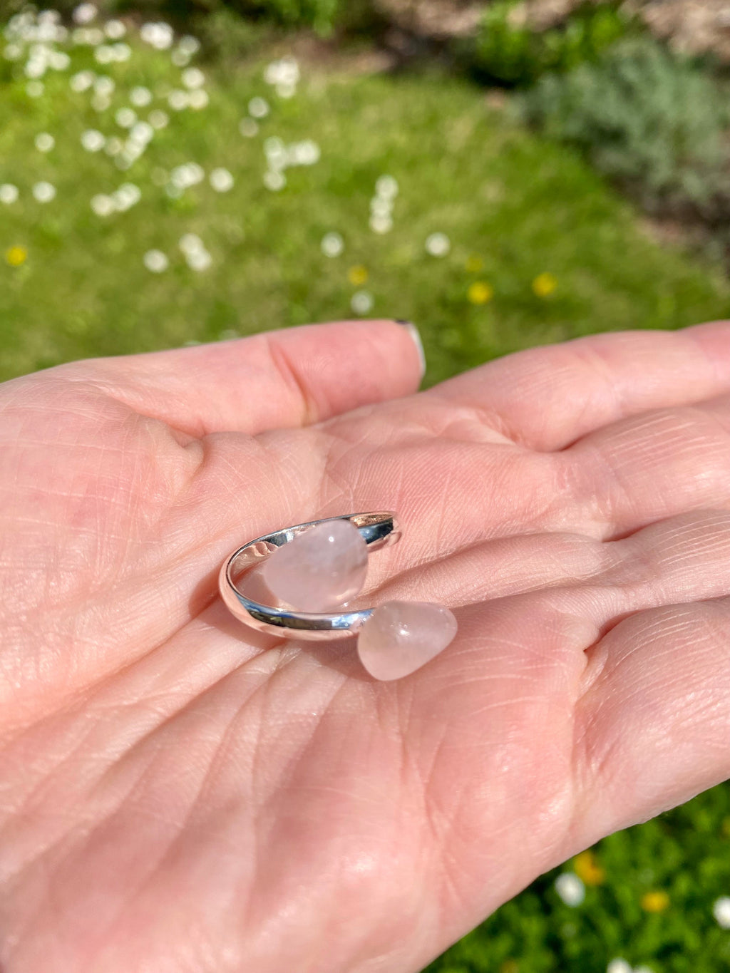 Anello Doppia Pietra Burattata