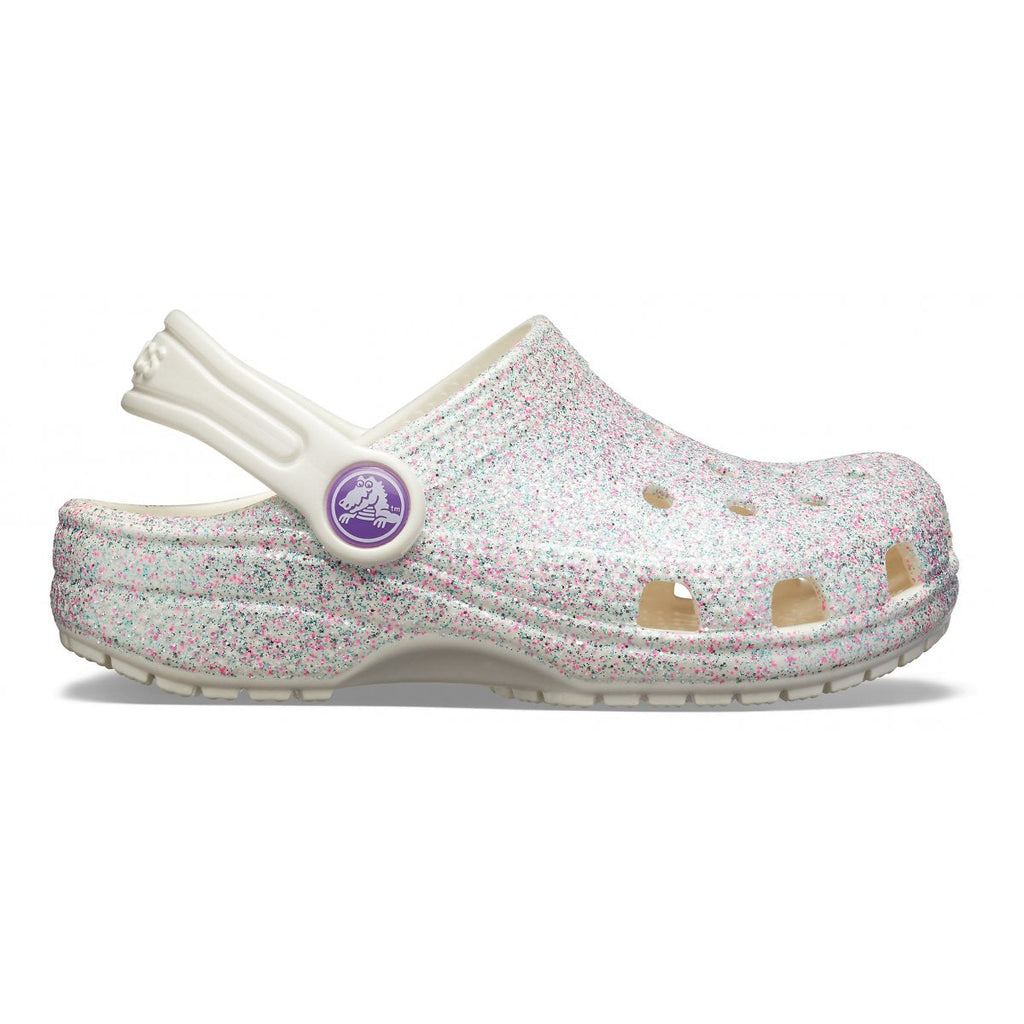 Crocs sandalo sabot da bambina Classic Glitter Clog K 205441-159 ostrica
