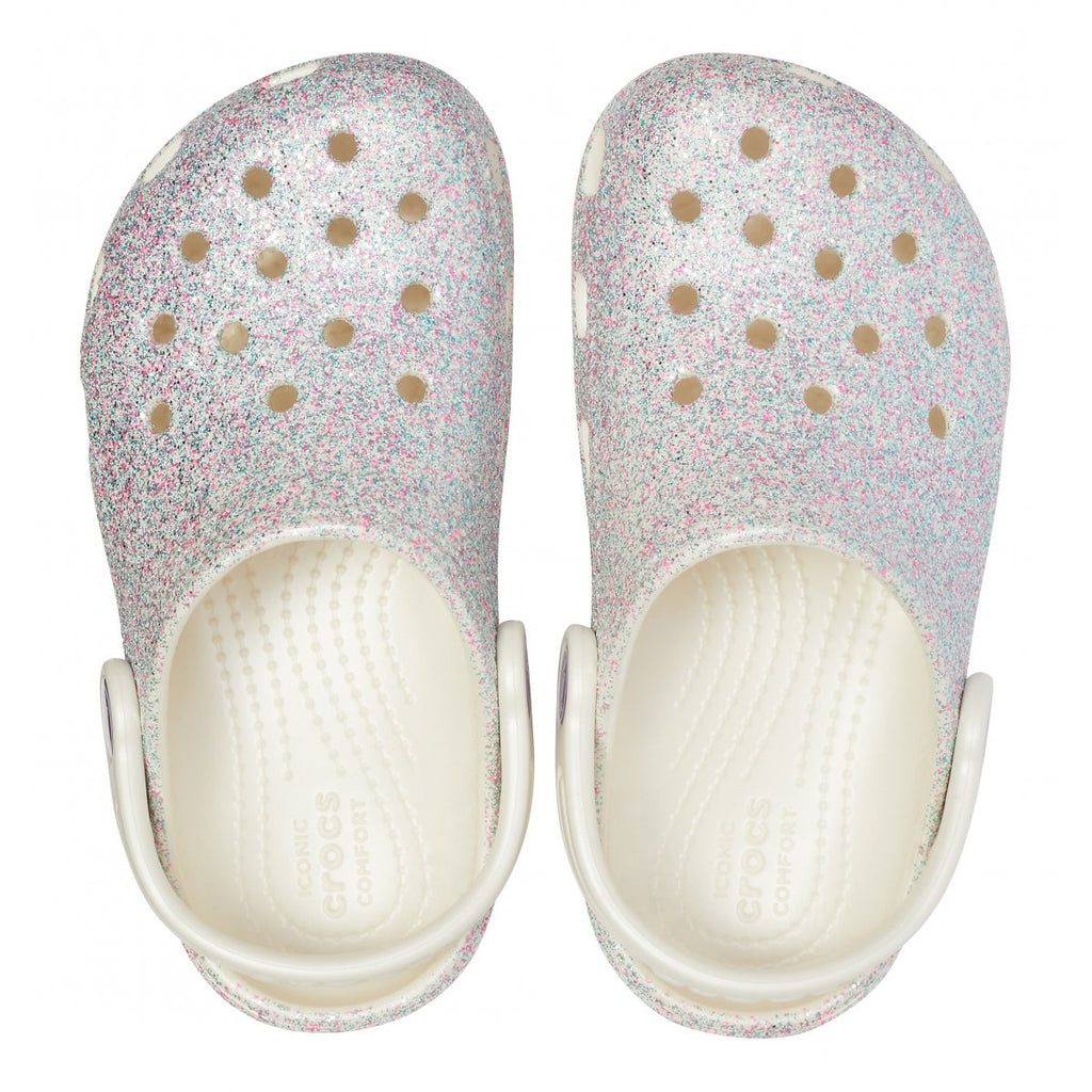 Crocs sandalo sabot da bambina Classic Glitter Clog K 205441-159 ostrica