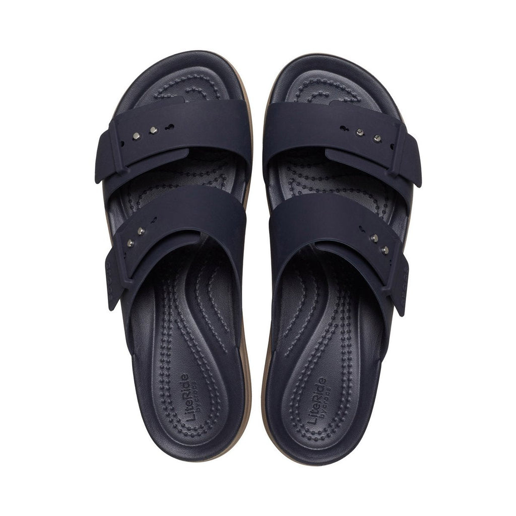 Crocs sandalo da donna con zeppa Brooklyn Buckle Low Wedge W 207431-4LH deep navy