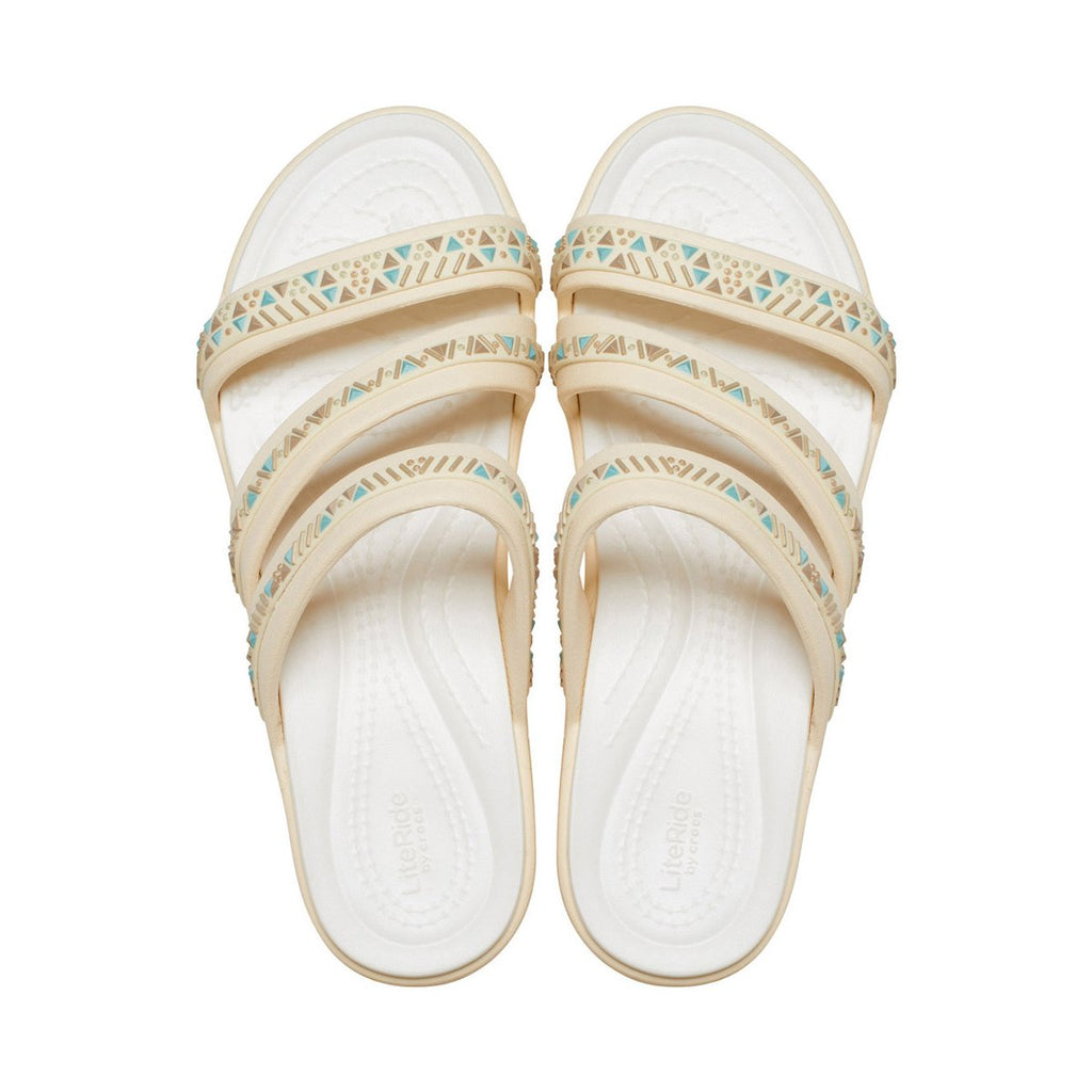 Crocs sandalo da donna Boca Medallion Strappy Wedge W207431-108 vanilla